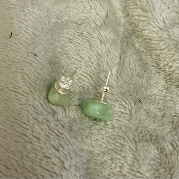 🆕 Handmade Raw Jade Sterling Silver Stud Earrings - Picture 11 of 14